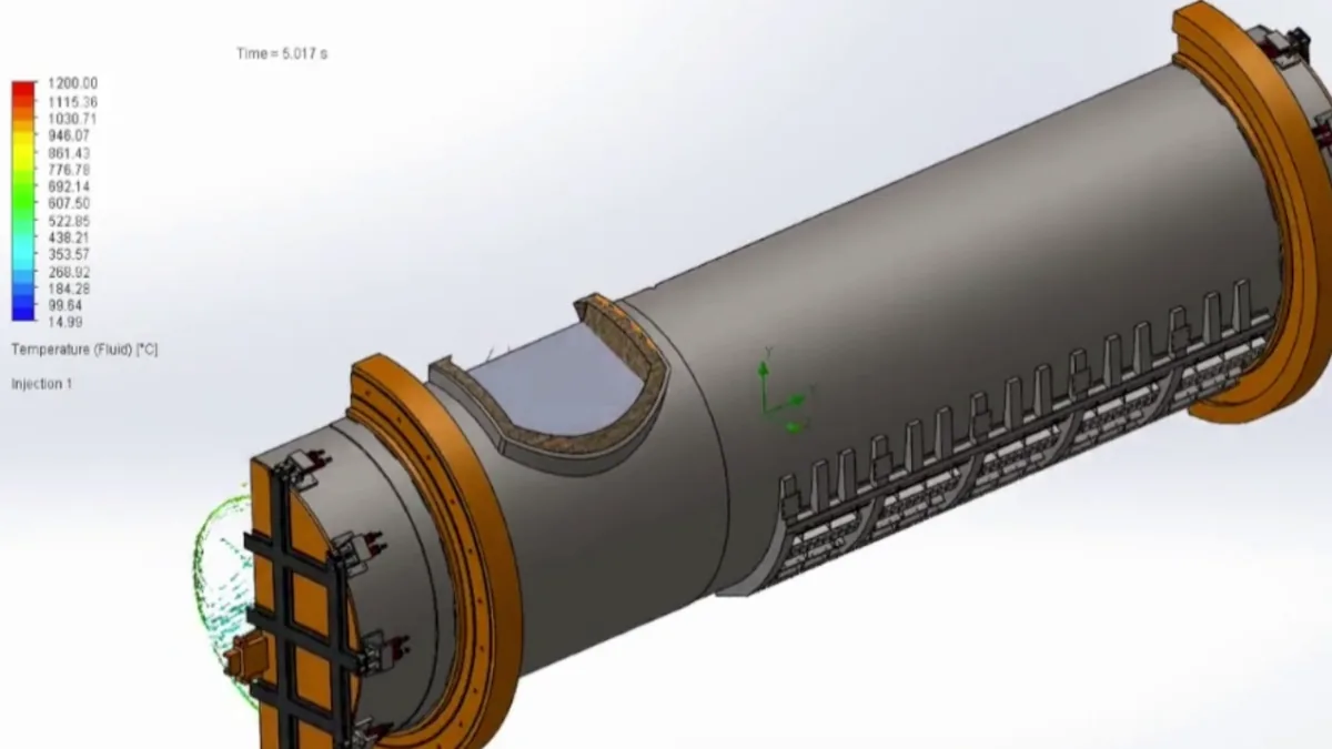Simulación 3D propia de MCCO de un equipo industrial en corte